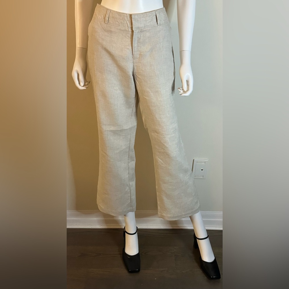 Banana Republic Size 8 Martin Fit Linen Tan Pants